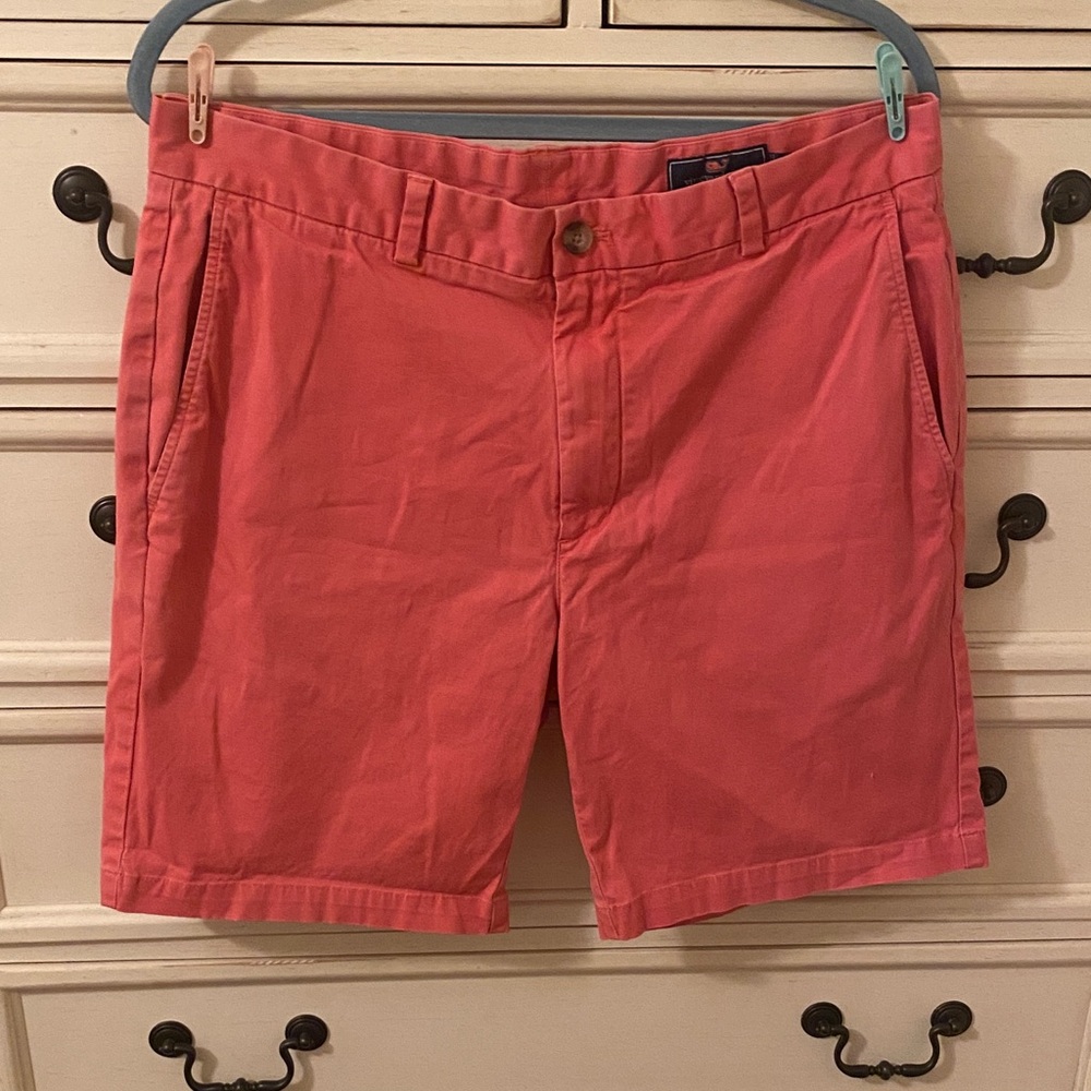 Vineyard Vines Men’s Coral Flat Front Shorts Size 35 Cotton Stretch Preppy - Picture 4 of 16